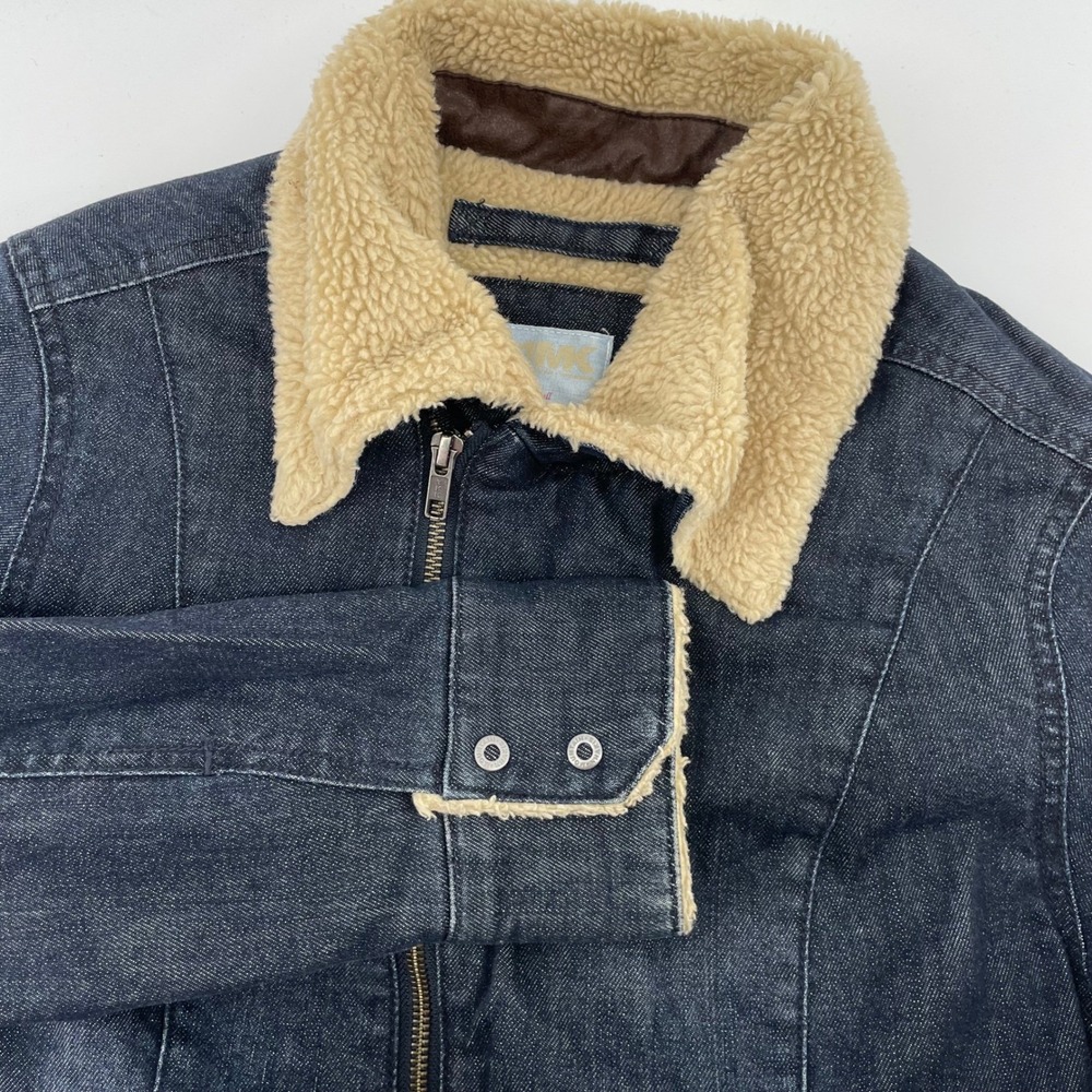 Mountain khaki Women's Size S Denim Sherpa Lined Jacket Blue Faux Fur Collar